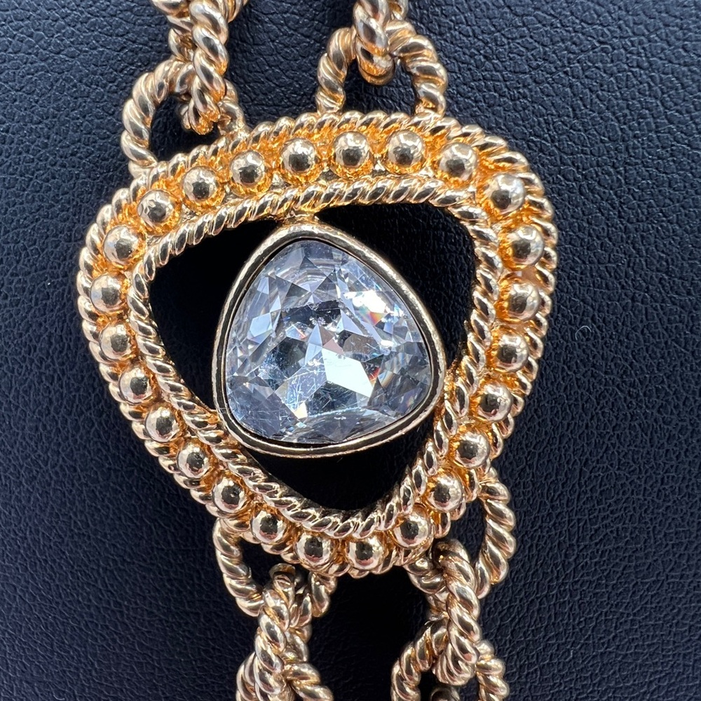 SWAROVSKI Swan Mark Gold Byzantine Chunky Necklace With Clear Crystals - Picture 6 of 7